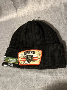 NFL CHICAGO BEARS "Fleece Lined" Knit Cuff hat. BLACK. OSFA. Salute to SERVICE - Picture 1 of 4