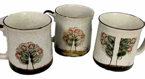 Three Vintage Rare Otagiri Speckled Stoneware Tree Cups Retro - Picture 1 of 11