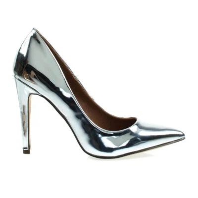 Bomba de tacón alto Bonnibel Cadence 1 plateada clásica punta de aguja talla 6 nueva en caja Foto 1 de 4