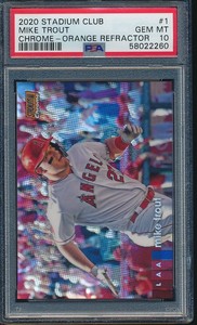 2020 Stadium Club Chrome Orange Refractor #1 Mike Trout /99 PSA 10