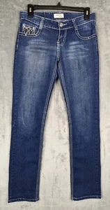 Saza Jeans Straight Leg Bling Medium Wash Womens Size 1 EC! - Picture 1 of 10