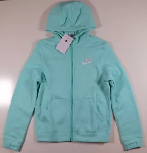 NIKE SPORTSWEAR FLEECE FULL ZIP HOODIE JACKET 939639-307 KIDS GIRLS M L - Picture 1 of 15