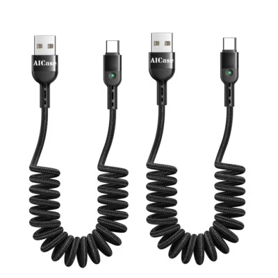 Retractable LED Type-C Cable Charger Cord for Samsung S25 S24 S23 S22 iPhone 17 - Image 1 of 4