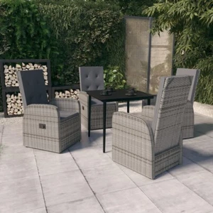 vidaXL 5 Piece Garden Dining Set with Cushions Grey - Picture 1 of 9