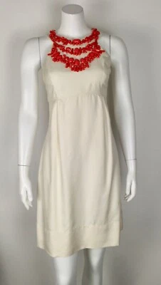 Vestido halter para mujer SHOSHANNA con cuentas 100 % seda talla 0 forrado crema marfil Foto 1 de 4