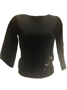Carlisle Silk Blend Silver Rhinestone Bling Sweater Size Small Vintage! Elegant - Picture 1 of 11