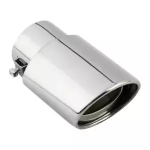 Car Muffler Tip Exhaust Pipe, Stainless Steel Chrome Effect, Fit 2 - 2.5 inch ⌀ - Picture 1 of 11