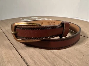 Hebilla de latón Hickok marrón vintage juvenil de cuero de vaca talla 28" "Just Like Dad's" EE. UU. - Imagen 1 de 11