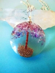 AMETHYST TREE Of LIFE Pendant, AMETHYST Pendant, Orgone AMETHYST Pendant - Picture 1 of 4