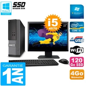 PC DELL 3020 SFF Ecran 22" Core I5-4570 RAM 4Go Disque Dur 120 Go SSD Wifi W7 - Bild 1 von 4