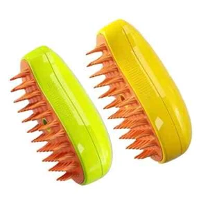 2 x Pet Grooming Steam Rechargeable Shedding Brush for Cat Dogs Yellow & Green - Picture 1 of 1