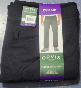 Orvis Men’s Fleece Lined Pant Stretch Fabric Water Resistant Black 40x32 - Picture 1 of 3