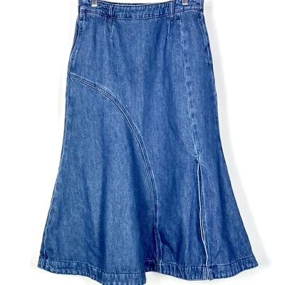 Maxi Falda Acampanada Y2K Elle Larga Denim Hendidura Mujeres XL Festival de la Pradera Occidental Boho Foto 1 de 4