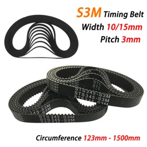10/15mm Width S3M Rubber Timing Belt Closed Loop 123-1500mm For Pulley, CNC 3D - Picture 1 of 11