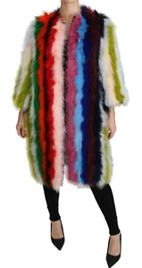 DOLCE & GABBANA Coat Multicolor Turkey Feather Cape Fur IT42 / US8 / M RRP $9400 - Picture 1 of 12