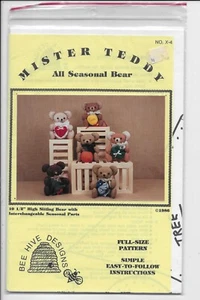 Bee Hive Design Mister Teddy All Seasonal Bear Pattern Bear Softie with Seasonal - Bild 1 von 2