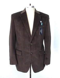 NWT $160 CHAPS Dark Brown Poly Velvet Herringbone 2-Button Blazer Jacket 38 Reg - Picture 1 of 8