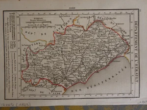 Carte issue Atlas portatif du royaume de France girard 1823 herault - Picture 1 of 1