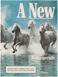 Vintage 2-seitige Anzeige Marlboro Menthol Lichter - Pferde laufen im Wasser - April 1988 - Bild 1 von 10