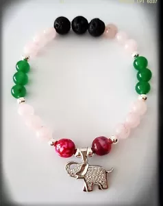 PULSERA ELEFANTE PLATA HECHA CON MINERALES NATURALES SILVER BRACELET ELEPHANT - Imagen 1 de 2