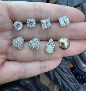 Lote Estate 3 pares de pendientes de PLATA ESTERLINA 925 firmados y 2 individuales LEER - Imagen 1 de 6