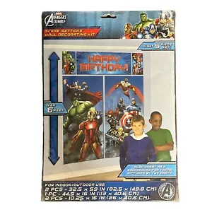 Avengers Assemble Birthday Scene Setting 5 piece Set Wall Covering Marvel - Picture 1 of 5