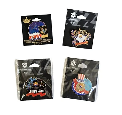 Lot of 4 Olympics 2002 Salt Lake City Lapel Pins 4th of July 1997 1998 1999 2000 - Image 1 of 2