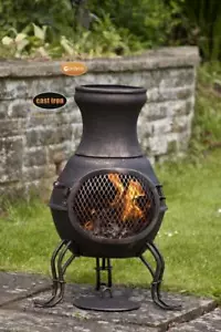 Gardeco Billie Cast Iron Chimenea Fire Pit Bowl Garden Heater Bronze Small Metal - Picture 1 of 2