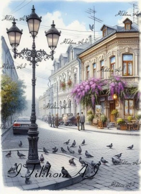 Digital Art Painting Urban landscap Watercolor Pic Decor Wallpaper Background