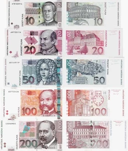 Croatia 2012 set 5 pcs 10+20+50+100+200 kuna - Pick 38-42 UNC - Picture 1 of 1