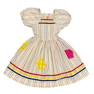 Vintage Love Rainbow Stripes Patch Dress Little Girls Size 8 Colorful 80’s Retro - Picture 1 of 15