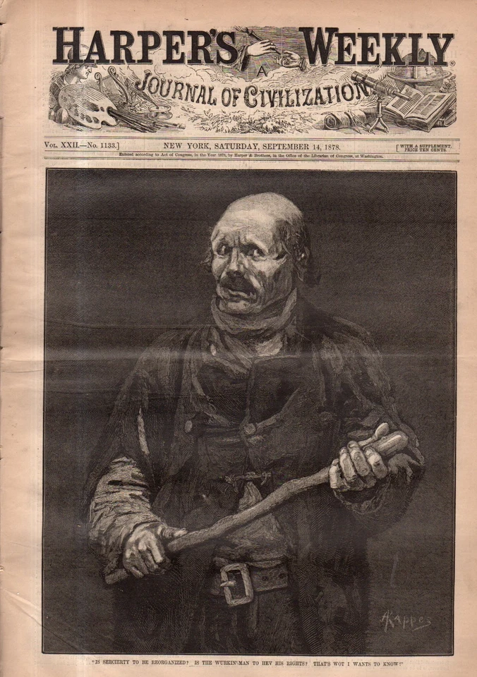  1878 Harper's Weekly September 14 - Western gold mining;Delaware peaches; Opium - Image 1 of 1