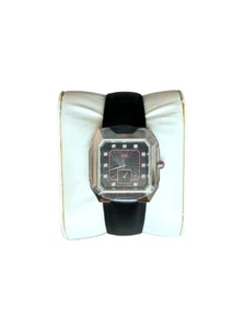 Matthew Williamson Quartz Watch Crystal Set Black Leather Strap LSM33001-04 - Picture 1 of 11