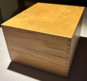 Hedberg Oak Index Card File Box Dovetail Joint Corners Hinged Lid Brass Hardware - Picture 1 of 11