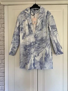 Missguided Over Sized blue marbled blazer dress size Uk 6 - Picture 1 of 7