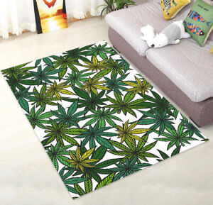 Marijuana Leaf Pattern Cannabis Plant Area Rugs Bedroom Living Room Floor Mat