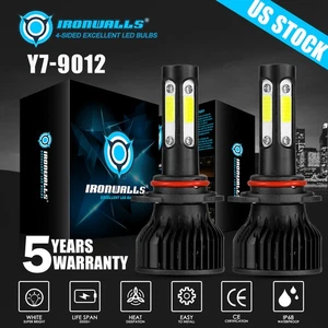 AUXBEAM 9012 HIR2 LED Headlight Kit Bulbs High/Low Beam White 10000W 1000000LM - Picture 1 of 13