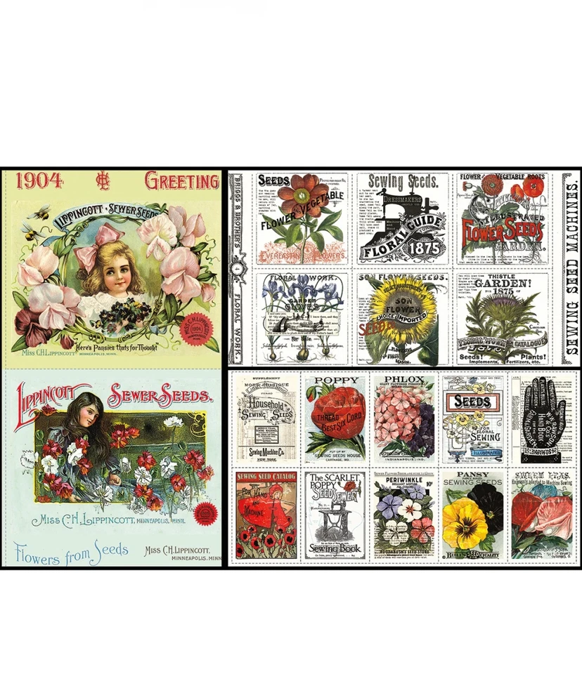 Sewing Seeds III Panel Bundle, 3pcs/bundle Digitally Printed Riley Blake 24 x 43 - Image 1 of 4