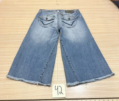Pantalones de mezclilla capri recortados de pierna ancha talla 9 Y2K INDUSTRIAL COTTON para mujer talla 28 Foto 1 de 4