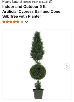 5' Cypress Ball and Cone Silk Tree (in-door/out-door) Nearly Natural Decor - Image 1 of 2