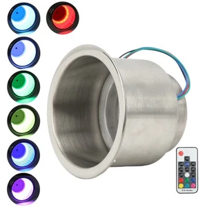 LED Cup Stand Insert Car RGB Cup Holder Stainless Steel With 20cm Wire For Boat - Picture 1 of 24
