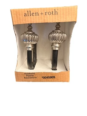 Juego de 2 soportes de cortina Allen + Roth remates negros plateados #0045909 caja abierta Foto 1 de 2