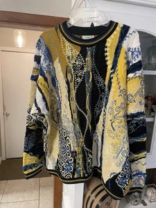 Rare Vintage 1990s Coogi Australia Multi Color 3D Knit Textured Sweater Size XL - Picture 1 of 22