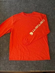 Carhartt Long Sleeve T Shirt Men's XL Loose Fit Orange Cotton Polyester K231 - Picture 1 of 12