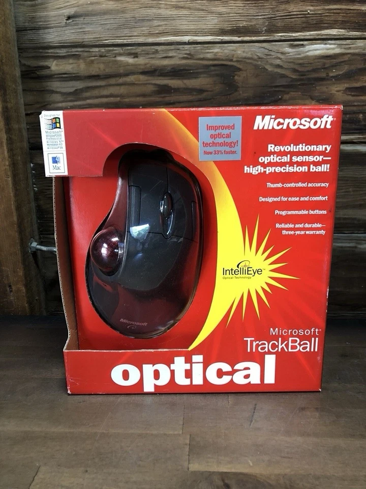 Vintage Microsoft IntelliEye Optical TrackBall Mouse (X05-42214 2000) New! - Image 1 of 4