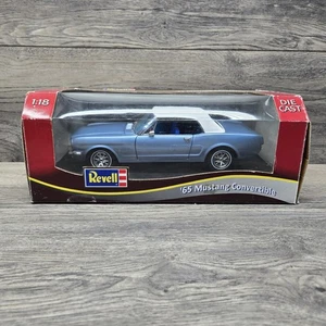 1965 Mustang Convertible Metallic Blue White Top Revell Diecast Car 1:18 Vintage - Picture 1 of 9