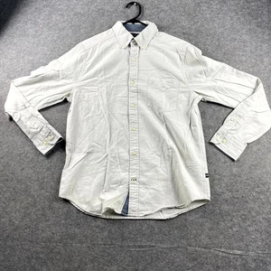 Camisa con botones Nautica para hombre manga larga pequeña gris calce clásico bolsillo de algodón - Imagen 1 de 8