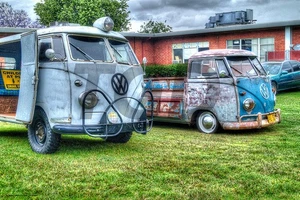 VW Buses at the park KV-394   HDR photography By Leo Czerniak On Metal - Picture 1 of 2