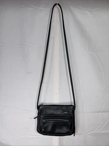 Tignanello Black Leather Crossbody Organizer Handbag Purse Multi Pocket - Picture 1 of 7