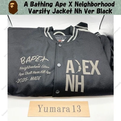 A Bathing Ape X Neighborhood Varsity Jacket Nh Ver Black - Image 1 of 4
